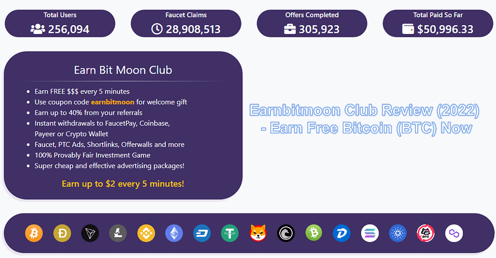 Earnbitmoon Club From Earn Free Bitcoin (BTC) Now. Earn Up To 0.00058 BTC